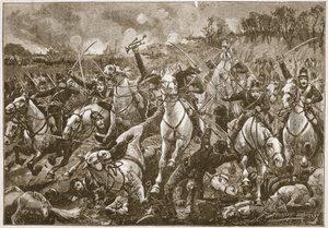 Descendant la pente à toute allure, les escadrons ont percé la ligne des tirailleurs, illustration de 